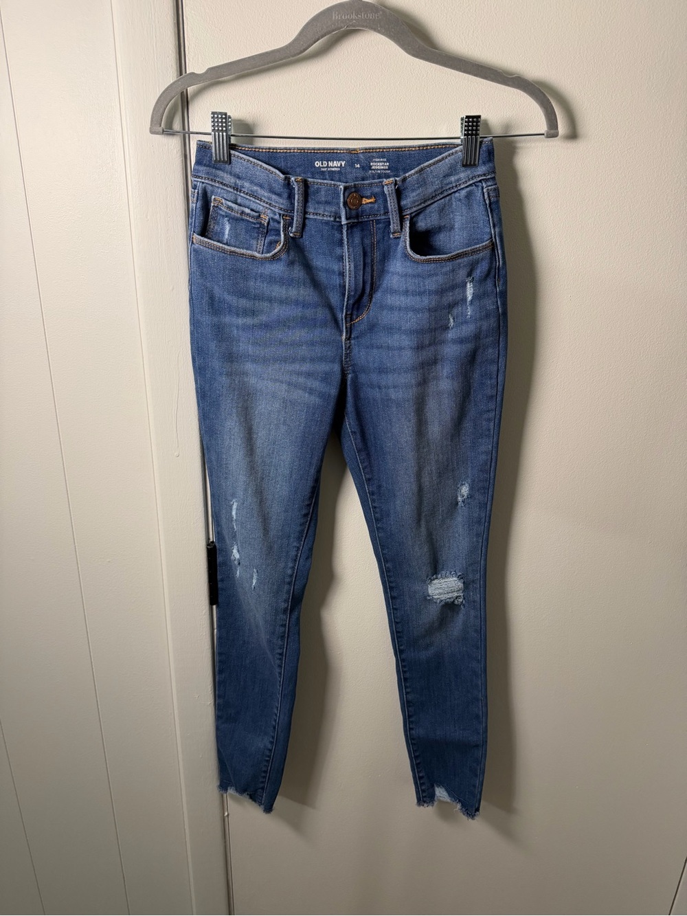 Old Navy Girls Blue Distressed Rockstar Jegging Jeans